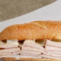 Half Turkey Pounder · Our Sliced Turkey Breast
On our Italian Loaf or Sliced Sour Rye.
Provolone or Swiss Cheese s...