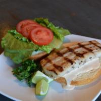 Big Kahuna · Mahi mahi char-grilled with fresh lime, sweet cream butter, lettuce, tomato, and roasted red...