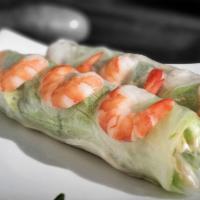 Gỏi Cuốn Tôm Thịt - 2 Fresh Spring Rolls · Boiled shrimp and pork loin, lettuce, mint leaves, bean sprouts, vermicelli noodle, wrapped ...