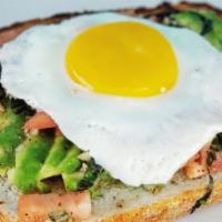 Avocado Toast · 1 Egg + Avocado + Tomato + Garlic,
Basil + Olive Oil + Breakfast Side + Toast. Add protein a...