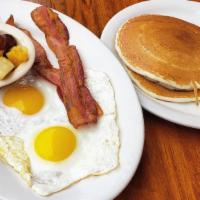 2 For Maxwell Breakfast · 2 Eggs + Protein + Breakfast Side,
2 Pancakes or 2 French Toast.
Substitute 1 Waffle for $4.