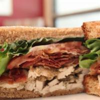 Chicken & Bacon Club · Cold sliced roasted chicken breast served on toasted wheat with mayo, lettuce, tomato, and b...