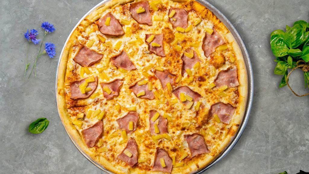 Superb Hawaiian · The Hawaiian Supreme, A perfect blend of pineapple, bacon, ham, mozzarella and cheddar cheeses with red sauce.