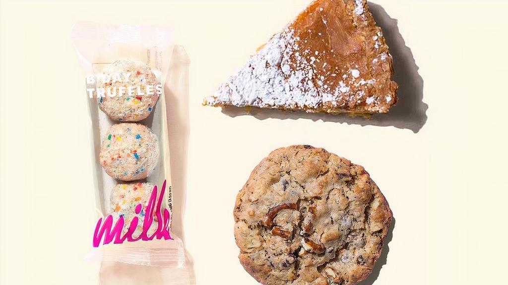 The Ogs · All the Milk Bar classics in one gorgeous dessert spread. Includes a slice of Milk Bar Pie, a 3-pack of B’Day Cake Truffles and a Compost Cookie®
