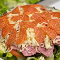 Antipasto Salad · Lettuce, Tomatoes, Cucumbers, Ham, Pepperoni, Salami, Olives & Mozzarella cheese with our It...