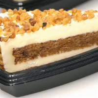 Carrot Cake  · layers of carrot cake spiced with cinnamon, chopped walnuts and pineapple, covered with a sm...