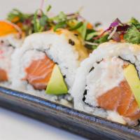 Truxel Roll · Inside: Salmon, Crab Salad, Avocado
On Top: Masago, Micro-Green, Sesame Seeds
Sauce: Cream G...