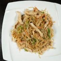Yakisoba · stir fried noodles. vegetable, chicken, beef, shrimp.