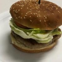 Turkey Burger (Wheat Bun) · 1 turkey patty on a wheat bun, lettuce, tomato, pickle, onion and thousand island dressing.