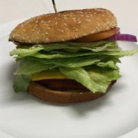 Cheese Burger · 1 single patty with american cheese. Lettuce, tomato, pickle, onion and thousand island dres...