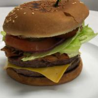 Bacon Cheeseburger · 1 patty with american cheese and bacon. Lettuce, tomato, pickle, onion and thousand island d...