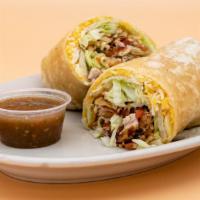 Chicken Burrito · Grilled chicken, freshly-made rice, refried beans, shredded cheese, and pico de gallo wrappe...