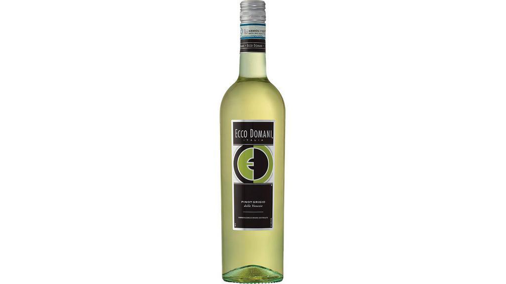 Ecco Domani Pinot Grigio (750 Ml) · Ecco Domani Pinot Grigio wine offers light citrus and delicate floral aromas, tropical fruit flavors and a crisp, refreshing finish. Try matching our Pinot Grigio wine with light pastas, poultry and fish.