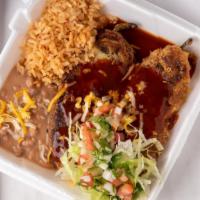 Enchilada & Chile Relleno · All combination plate include rice and beans.