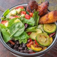 Inka Bowl · Grilled veggies served with plantains, rice, black beans & avocado organic greens spinach sa...