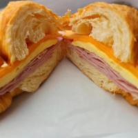 Ham Breakfast Sandwich · Ham, Egg and Cheese on a warm Croissant