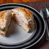Lunch Bagel · Toasted Bagel with Cream Cheese with choice of meat Turkey, Ham, add Bacon for extra flavor....