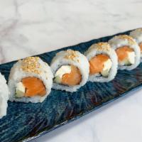 Salmon Philly Roll · Eight pieces raw salmon, cream cheese and cucumber.
