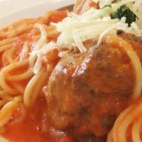 Spaghetti & Meatball · House favorite. Marinara, Basil, Parmesan.