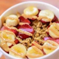 Protein Bowl · Base, Granola, Strawberry, Banana, Soaked Chia, Pumpkin Seeds choice of Peanut or Almond but...