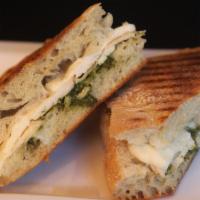 Chicken & Pesto · Grilled chicken, pesto, sweet red roasted peppers fresh mozzarella cheese, tomato, and fresh...