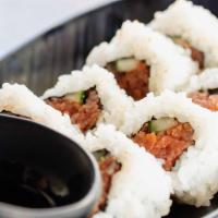 Spicy Tuna Roll (8Pc) · Sushi rice, spicy tuna cucumber seaweed paper.