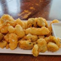 Fried Cheese Curds & Jalapenos · Beer-Battered Wisconsin Cheese Curds & Pickled Jalapenos, Buttermilk Ranch