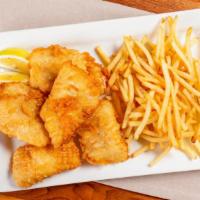 Fish & Chips · Beer battered cod, fries, house-made tartar sauce.