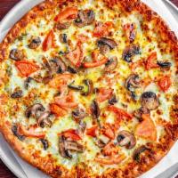 Lenzinis Special Gluten Free Pizza · Thin crust, pesto sauce with olive oil, fresh mushrooms, tomatoes, and mozzarella.