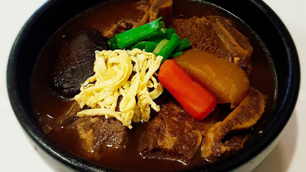 Braised Short Ribs (갈비찜) · Comes with (1) rice and side dishes