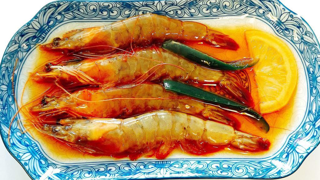 Soy Marinated Raw Shrimp (간장새우) · Raw shrimp marinated in soy sauce