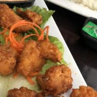 Chicken Karaage · Japanese-style fried chicken tenders with spicy ponzu and spicy mayo dipping sauces