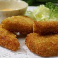 Potato Croquette ( 3 Pcs ) · Deep fried Vegetables Mashed potatoes coated with breadcrumbs. Served with spicy mayo.