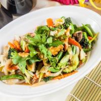 Mixed Vegetables · Stir fried mixed vegetables in our house brown sauce with your choice of tofu, marinated chi...