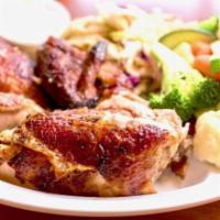 1/2 Chicken Original · 1/2 Naturally fed, hormone-free rotisserie chicken with light spices. Served with your choic...