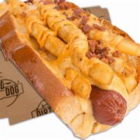 Patty Melt Dog · 100% All Beef Dog Wrapped in Center Cut Bacon |

In The Bun: Chipotle Aioli Spread |

On The...