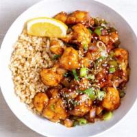 Orange Sesame Cauliflower · Flash-fried cauliflower with charred peppers, caramelized onions, green onions, sesame seeds...