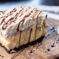 Banana Cream Pie · Fresh marbled banana custard, oreo crust, chantilly cream.