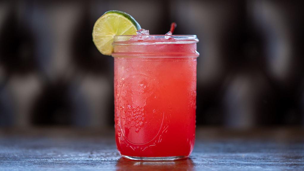 Cherry Limeade · Fresh Squeezed Organic limes, Cherries, organic cane sugar, and filtered water.