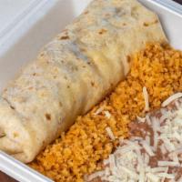 Grande Burrito · Meat, beans, rice, lettuce, cheese & salsa.
