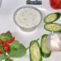 Side Small Tzatziki Sauce (3.25Oz) · Greek yogurt mixed with cucumber,garlic ,olive oil and spices/herbs