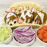Falafel Gyro · Fried chickpeas mixed with herbs and spices.