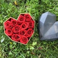 Preserved Roses In A Heart Shaped Box · Preserved red roses in a heart shaped box.