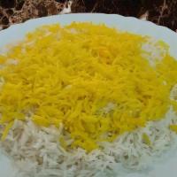 Saffron Basmati Rice  (V) · Basmati Rice Topped with Saffron.