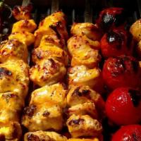 One Skewer Of ‌ (8 Piece) Chicken Tender Kabob · Succulent pieces of chicken tender marinated and grilled (8 Piece)