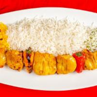 Chicken Breast Kebab · Boneless, skinless, chunks of chicken thigh meat marinated, skewered and broiled.