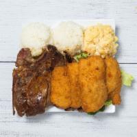 Pork & Mahi · Pork marinated in BBQ sauce, grilled to perfection and fish fillets marinated and lightly br...