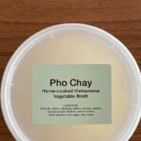 Pho Chay · Home-cooked vegetable pho broth: chayote, celery, cabbage, daikon, carrots, apples, roasted ...