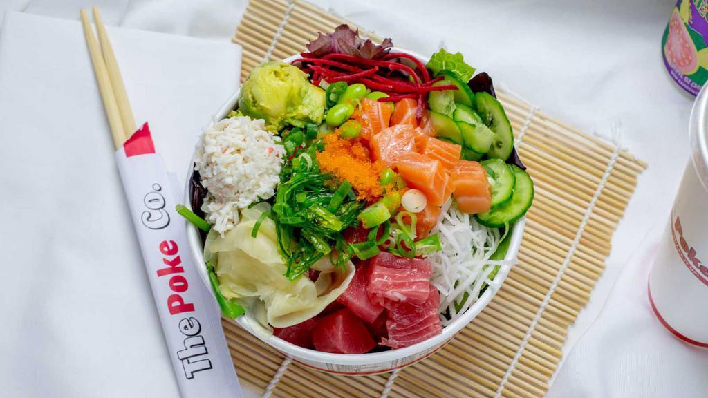 Large Poke Bowl · 5 scoops of seafood.