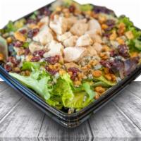 Hempful Greens Balsamic Chicken Salad · Premium grilled chicken breast, mixed greens, basil, gorgonzola cheese, glazed cranberry wal...
